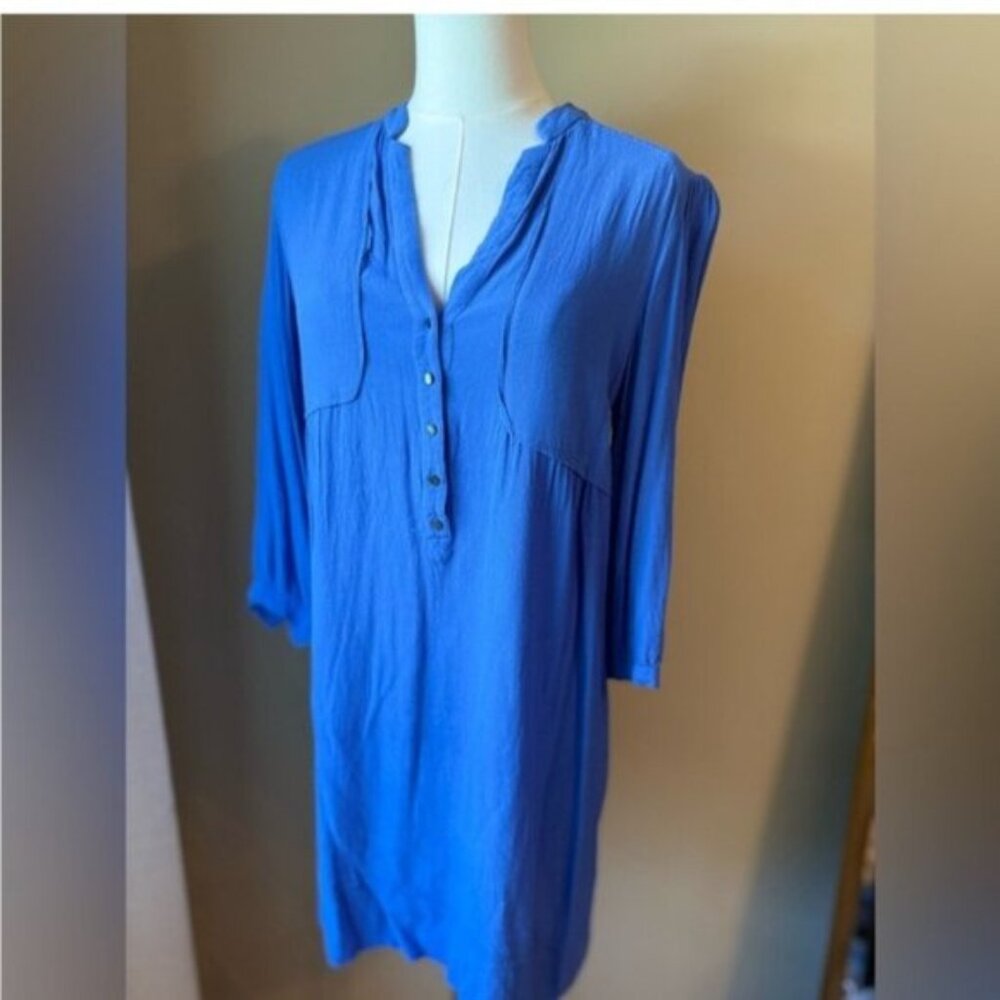 Women's Royal Blue Henley Tunic Top